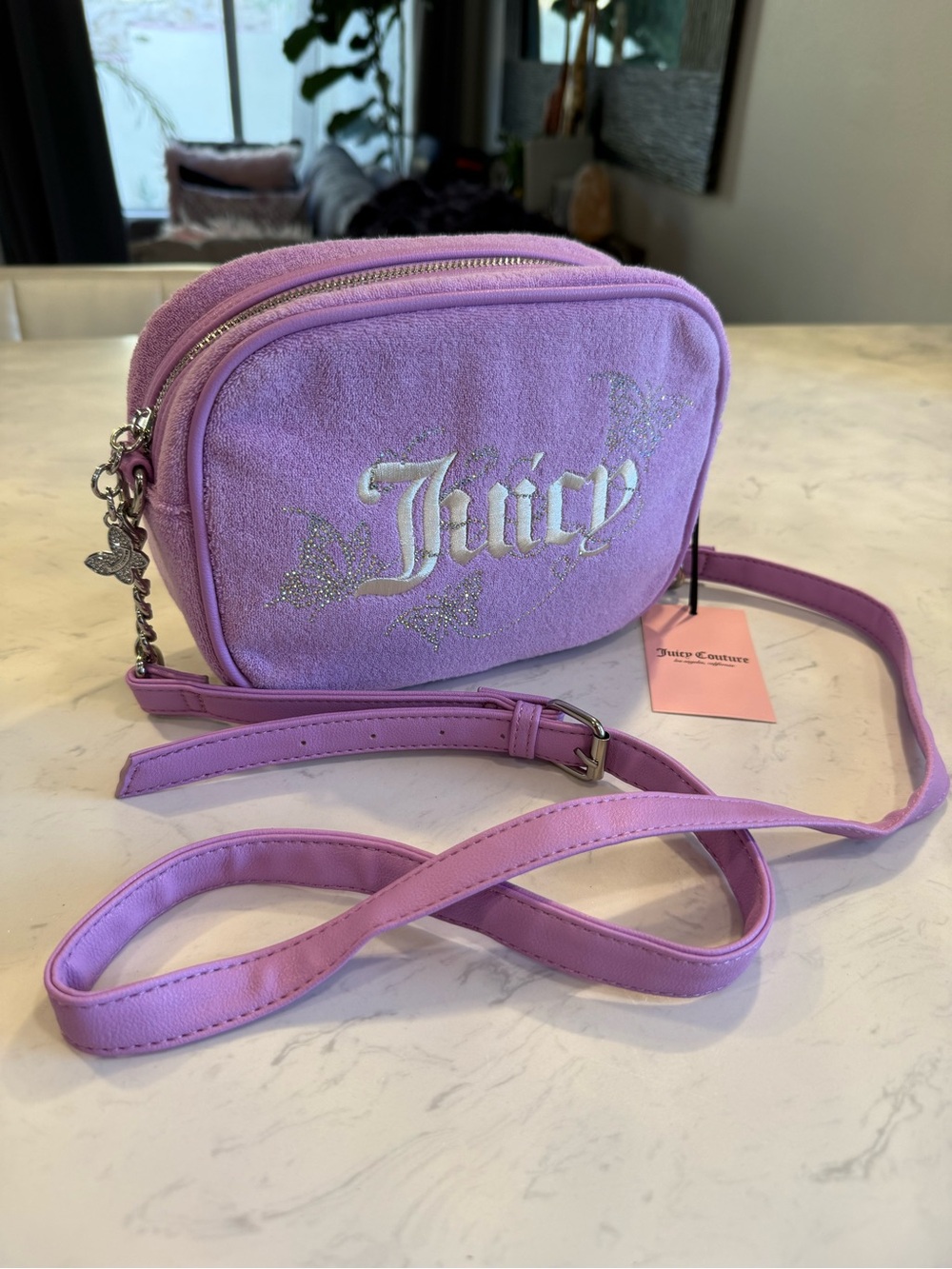 Juicy Couture Purple/Lavender Crossbody Bag with Sparkle Logo